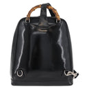 GUCCI Bamboo Shoulder Bag Patent Black Silver 003 2058 0059 5 Auth 182394-3