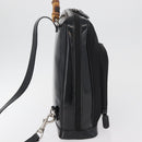 GUCCI Bamboo Shoulder Bag Patent Black Silver 003 2058 0059 5 Auth 182394-5