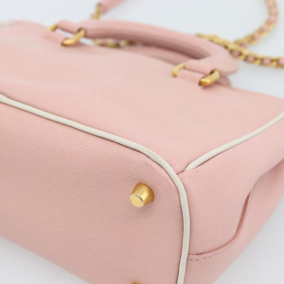 PRADA Hand Bag Safiano leather 2way Pink Gold Auth 182396