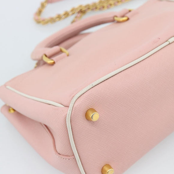PRADA Hand Bag Safiano leather 2way Pink Gold Auth 182396