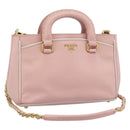 PRADA Hand Bag Safiano leather 2way Pink Gold Auth 182396-1