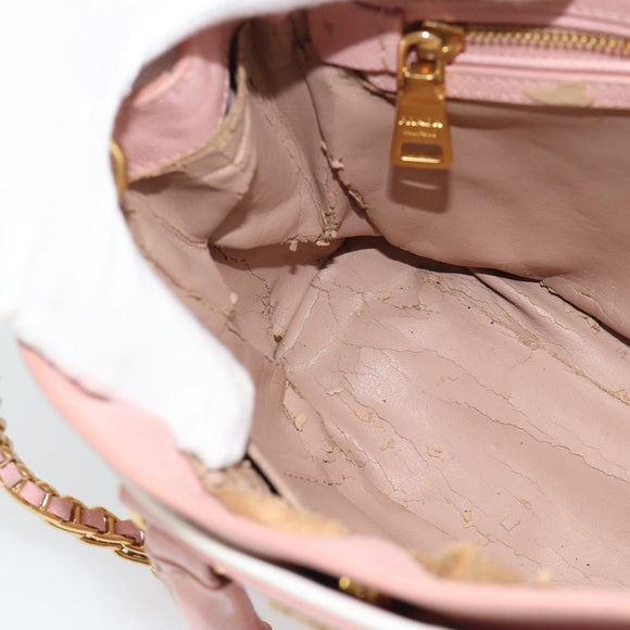 PRADA Hand Bag Safiano leather 2way Pink Gold Auth 182396
