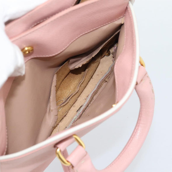 PRADA Hand Bag Safiano leather 2way Pink Gold Auth 182396