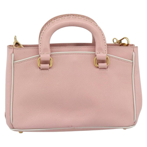 PRADA Hand Bag Safiano leather 2way Pink Gold Auth 182396