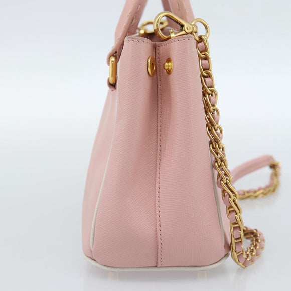 PRADA Hand Bag Safiano leather 2way Pink Gold Auth 182396