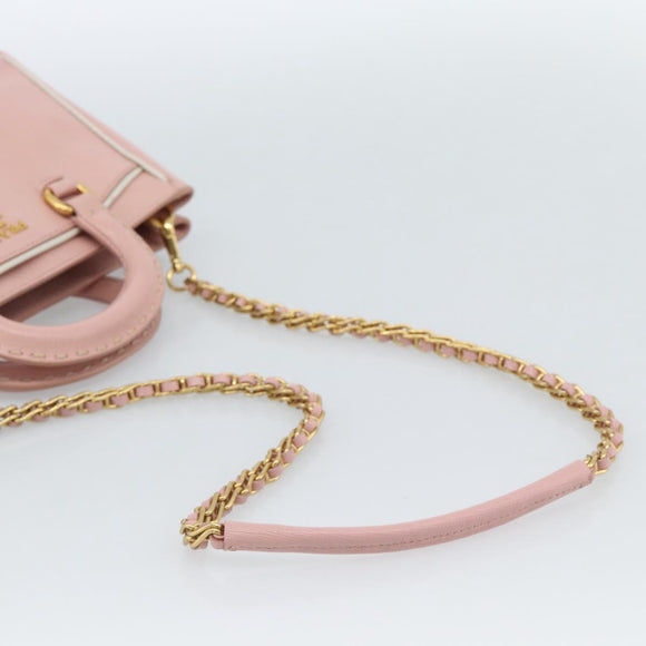 PRADA Hand Bag Safiano leather 2way Pink Gold Auth 182396