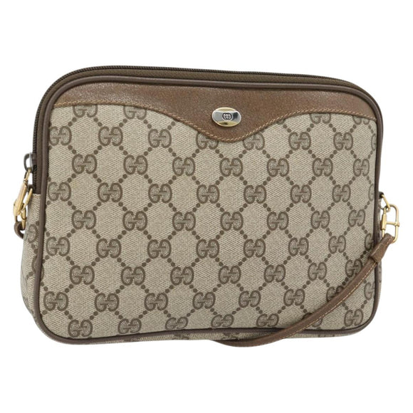 GUCCI GG Supreme Shoulder Bag PVC Beige Gold 97 02 068 Auth 182397