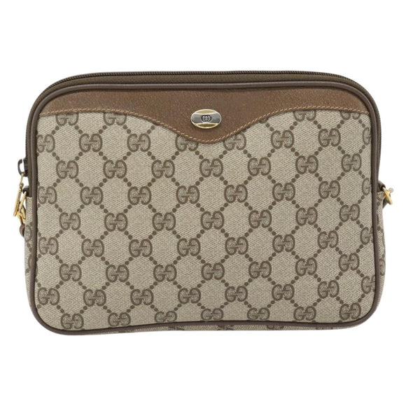 GUCCI GG Supreme Shoulder Bag PVC Beige Gold 97 02 068 Auth 182397