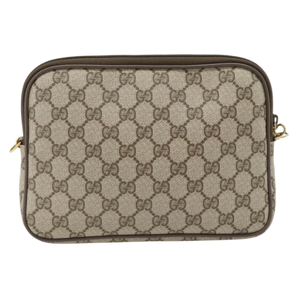 GUCCI GG Supreme Shoulder Bag PVC Beige Gold 97 02 068 Auth 182397