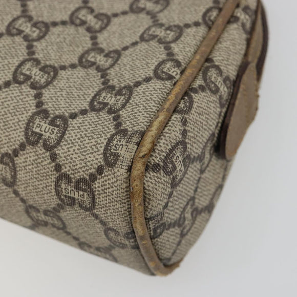 GUCCI GG Plus Supreme Shoulder Bag PVC Beige Gold Auth 182399