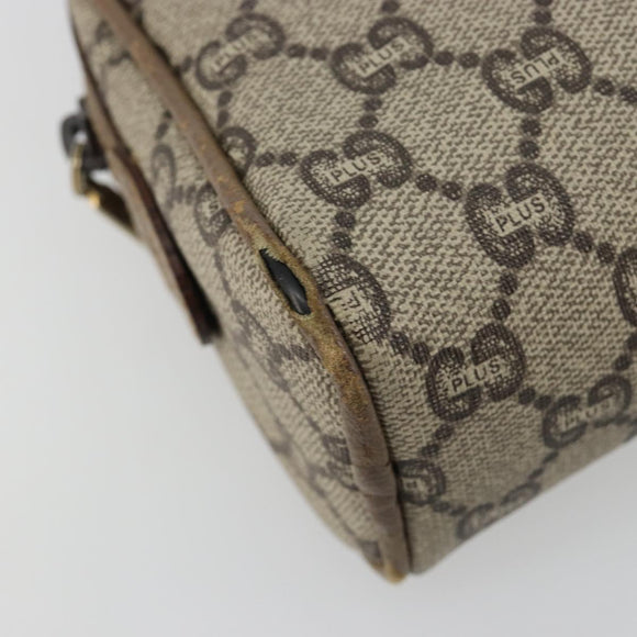 GUCCI GG Plus Supreme Shoulder Bag PVC Beige Gold Auth 182399