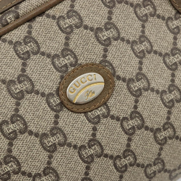 GUCCI GG Plus Supreme Shoulder Bag PVC Beige Gold Auth 182399