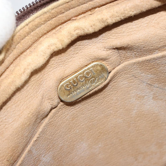 GUCCI GG Plus Supreme Shoulder Bag PVC Beige Gold Auth 182399