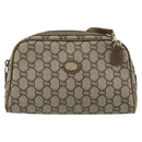 GUCCI GG Plus Supreme Shoulder Bag PVC Beige Gold Auth 182399-2