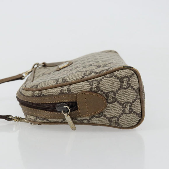 GUCCI GG Plus Supreme Shoulder Bag PVC Beige Gold Auth 182399