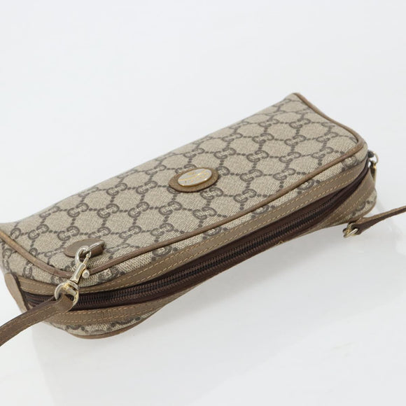 GUCCI GG Plus Supreme Shoulder Bag PVC Beige Gold Auth 182399