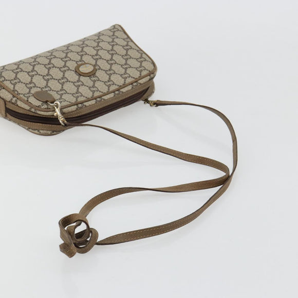 GUCCI GG Plus Supreme Shoulder Bag PVC Beige Gold Auth 182399