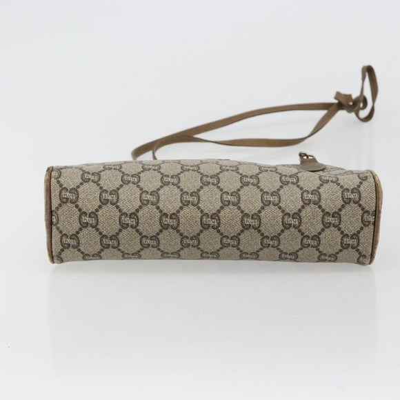 GUCCI GG Plus Supreme Shoulder Bag PVC Beige Gold Auth 182399