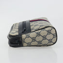 GUCCI GG Supreme Sherry Line Clutch Tas PVC Navy Rood Auth 182400-4