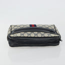GUCCI GG Supreme Sherry Line Clutch Tas PVC Navy Rood Auth 182400-5