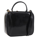 GUCCI Bamboo Vanity Hand Bag Patent leather 2way Black Gold Auth 182401-1