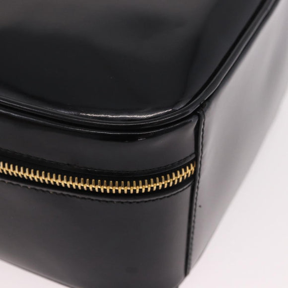 GUCCI Bamboo Vanity Hand Bag Patent leather 2way Black Gold Auth 182401