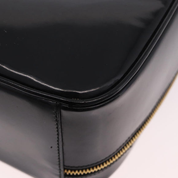 GUCCI Bamboo Vanity Hand Bag Patent leather 2way Black Gold Auth 182401