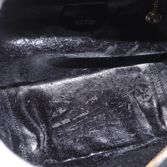 GUCCI Bamboo Vanity Hand Bag Patent leather 2way Black Gold Auth 182401