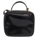 GUCCI Bamboo Vanity Hand Bag Patent leather 2way Black Gold Auth 182401-3