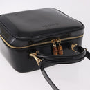 GUCCI Bamboo Vanity Hand Bag Patent leather 2way Black Gold Auth 182401-6
