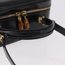 GUCCI Bamboo Vanity Hand Bag Patent leather 2way Black Gold Auth 182401-7