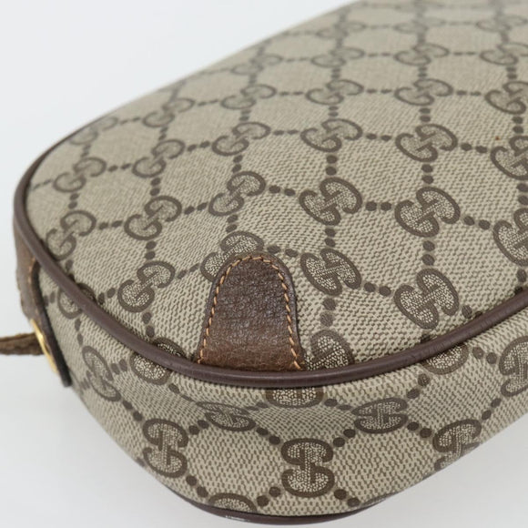GUCCI GG Supreme Web Sherry Line Bag PVC Beige Gold 156 02 066 Auth 182402