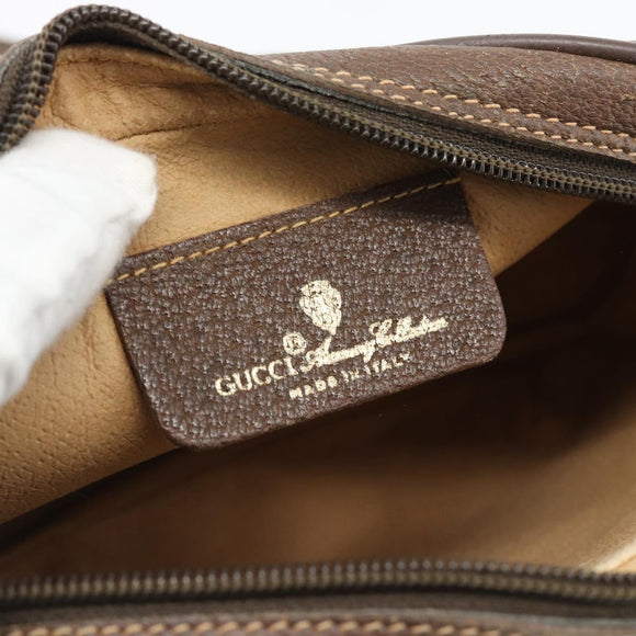 GUCCI GG Supreme Web Sherry Line Bag PVC Beige Gold 156 02 066 Auth 182402
