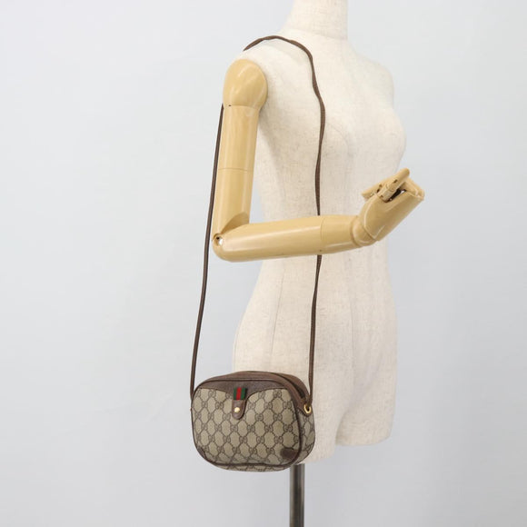 GUCCI GG Supreme Web Sherry Line Bag PVC Beige Gold 156 02 066 Auth 182402