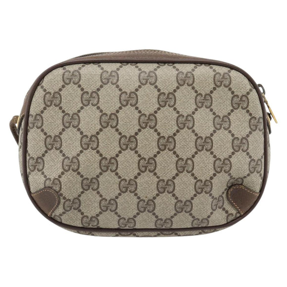 GUCCI GG Supreme Web Sherry Line Bag PVC Beige Gold 156 02 066 Auth 182402