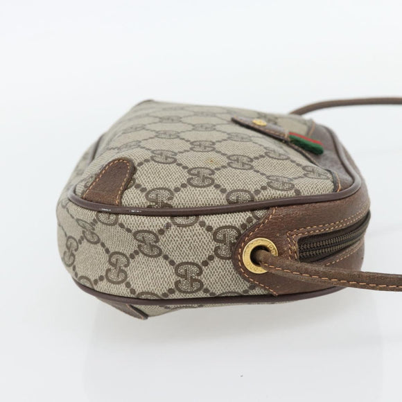GUCCI GG Supreme Web Sherry Line Bag PVC Beige Gold 156 02 066 Auth 182402