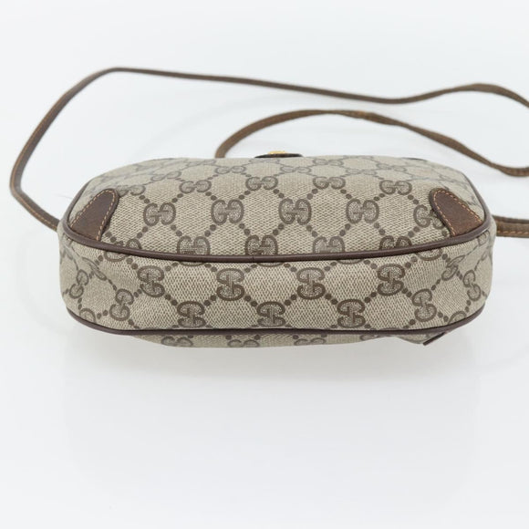 GUCCI GG Supreme Web Sherry Line Bag PVC Beige Gold 156 02 066 Auth 182402