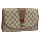 GUCCI GG Supreme Web Sherry Line Clutch Bag PVC Beige Red 89 01 030 Auth 182405-1