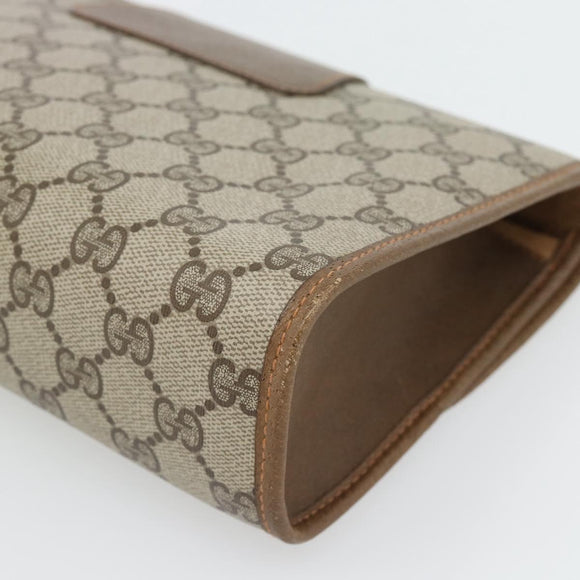 GUCCI GG Supreme Web Sherry Line Clutch Bag PVC Beige Red 89 01 030 Auth 182405