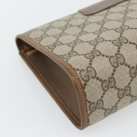 GUCCI GG Supreme Web Sherry Line Clutch Bag PVC Beige Red 89 01 030 Auth 182405