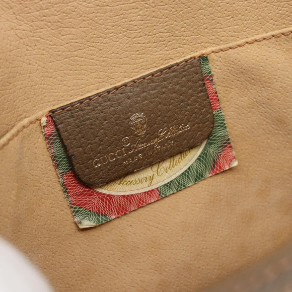 GUCCI GG Supreme Web Sherry Line Clutch Bag PVC Beige Red 89 01 030 Auth 182405