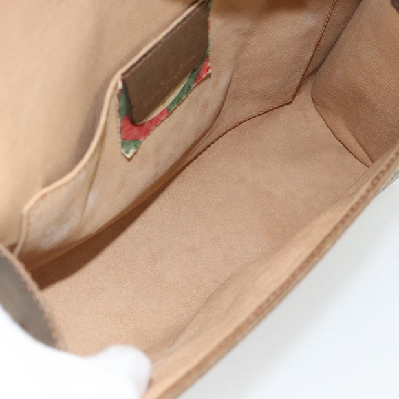 GUCCI GG Supreme Web Sherry Line Clutch Bag PVC Beige Red 89 01 030 Auth 182405