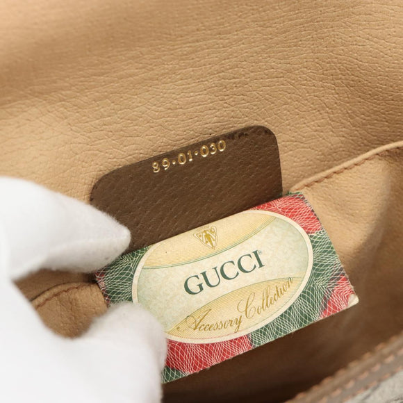 GUCCI GG Supreme Web Sherry Line Clutch Bag PVC Beige Red 89 01 030 Auth 182405