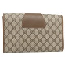 GUCCI GG Supreme Web Sherry Line Clutch Bag PVC Beige Red 89 01 030 Auth 182405-3