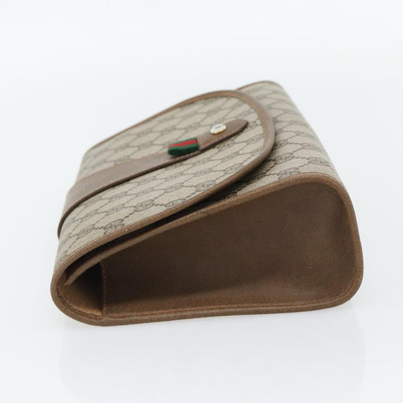 GUCCI GG Supreme Web Sherry Line Clutch Bag PVC Beige Red 89 01 030 Auth 182405
