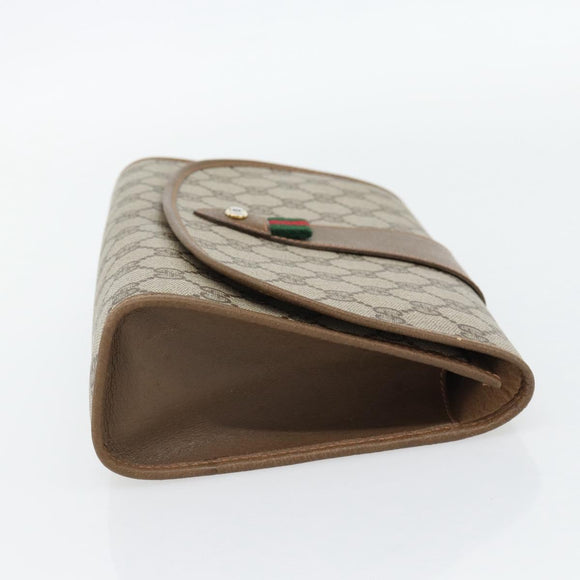 GUCCI GG Supreme Web Sherry Line Clutch Bag PVC Beige Red 89 01 030 Auth 182405