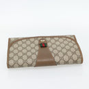 GUCCI GG Supreme Web Sherry Line Clutch Bag PVC Beige Red 89 01 030 Auth 182405-6