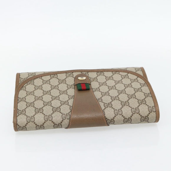 GUCCI GG Supreme Web Sherry Line Clutch Bag PVC Beige Red 89 01 030 Auth 182405