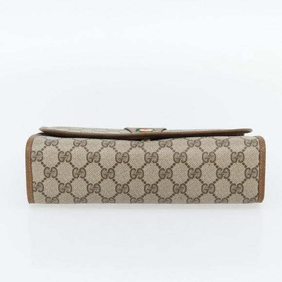 GUCCI GG Supreme Web Sherry Line Clutch Bag PVC Beige Red 89 01 030 Auth 182405