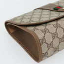 GUCCI GG Supreme Web Sherry Line Clutch Bag PVC Beige Red 89 01 030 Auth 182405-9